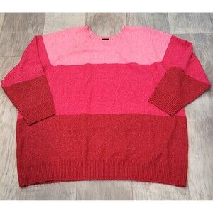 Torrid 6 Crewneck Knit Pullover Sweater Pink Red Colorblock LongSleeve Valentine